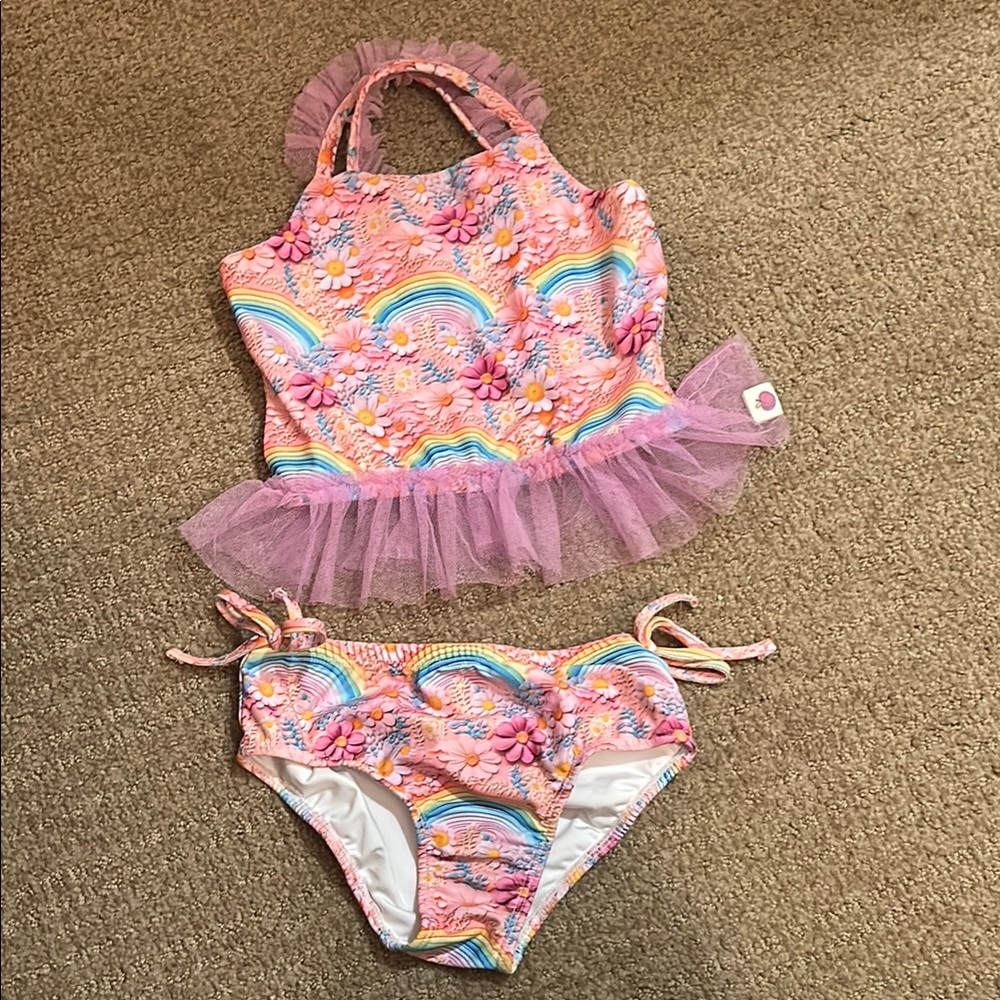 Cheeky Plum Pink Rainbow Kids Swim Set